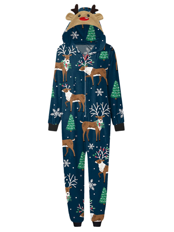 Family Christmas Snowflake Reindeer Hooded Onesie Shello's Creative Boutique