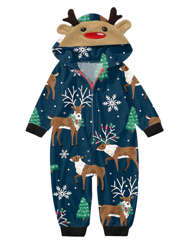 Family Christmas Snowflake Reindeer Hooded Onesie Shello's Creative Boutique