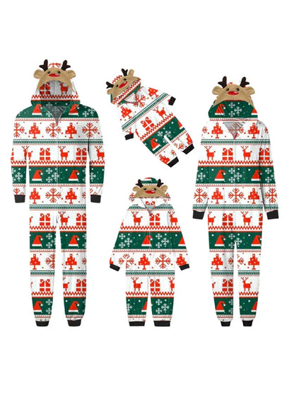 Family Christmas Snowflake Reindeer Hooded Onesie - Shello's Creative Boutique