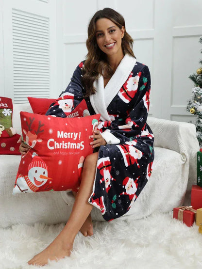 Christmas Santa Print Fleece Robe – Exclusive - Shello's Creative Boutique