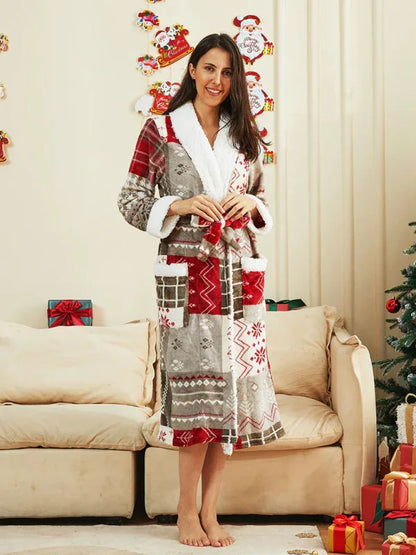 Christmas Santa Print Fleece Robe – Exclusive - Shello's Creative Boutique