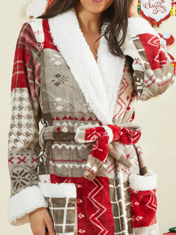 Christmas Santa Print Fleece Robe Shello's Creative Boutique