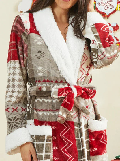 Christmas Santa Print Fleece Robe – Exclusive - Shello's Creative Boutique