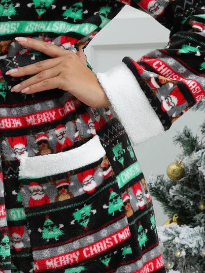 Christmas Santa Print Fleece Robe – Exclusive - Shello's Creative Boutique