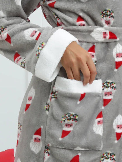 Christmas Santa Print Fleece Robe – Exclusive - Shello's Creative Boutique
