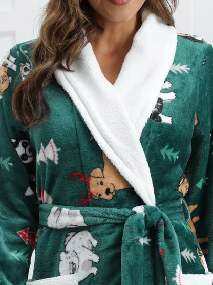 Christmas Santa Print Fleece Robe – Exclusive - Shello's Creative Boutique