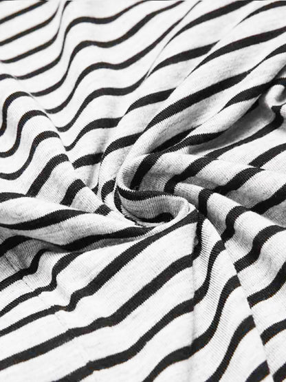 Men's Slim Striped Print Crew Neck Button Long Sleeve Trousers One Piece Pajama Shello's Creative Boutique