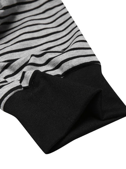 Men's Slim Striped Print Crew Neck Button Long Sleeve Trousers One Piece Pajama Shello's Creative Boutique