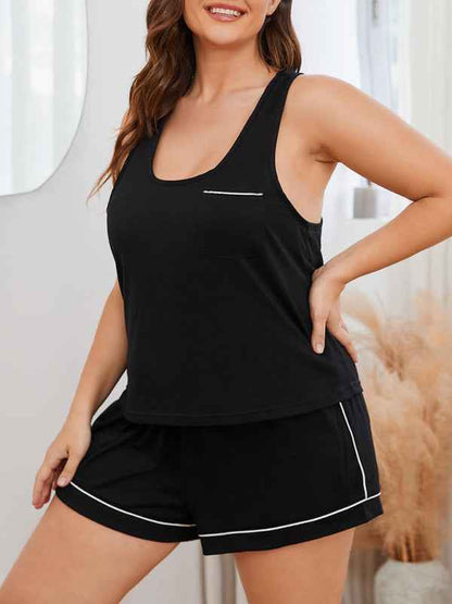 Plus Size Women's Suspender Shorts Home Pajamas Set – Comfort Meets Style!