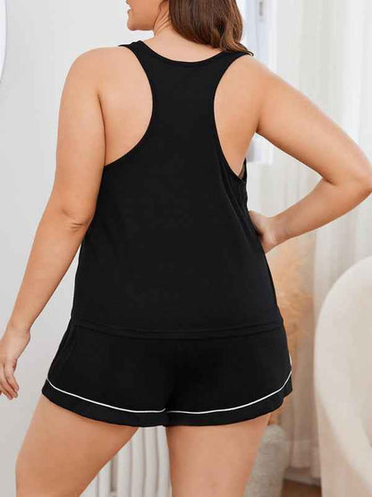 Plus Size Women's Suspender Shorts Home Pajamas Set – Comfort Meets Style!