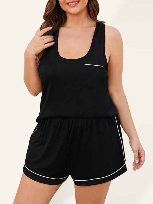 Plus Size Women's Suspender Shorts Home Pajamas Set – Comfort Meets Style!