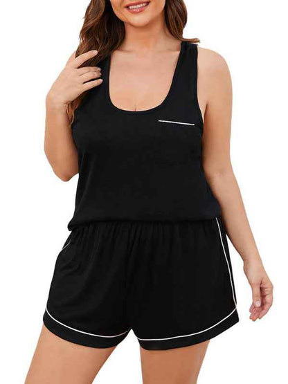 Plus Size Women's Suspender Shorts Home Pajamas Set – Comfort Meets Style!