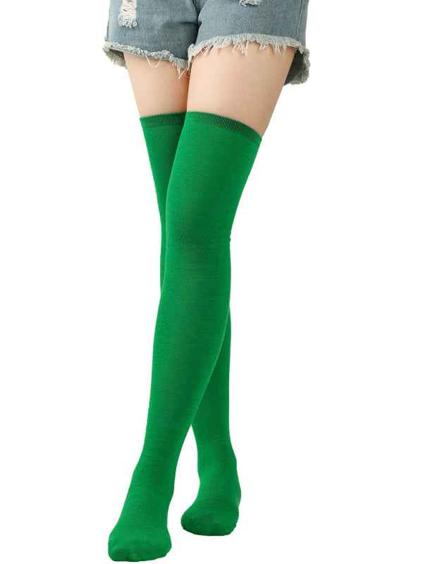 Women's Over Knee Bias Striped Christmas Socks