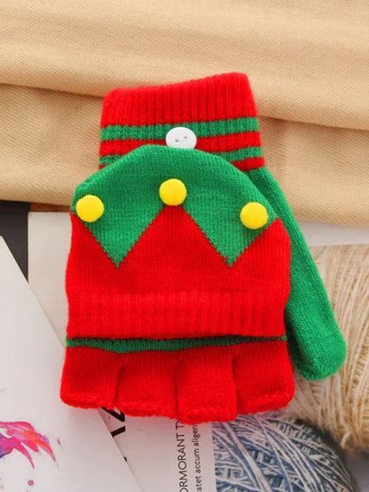 Festive Winter Knit Fingerless Gloves Women - Shello's Creative Boutique