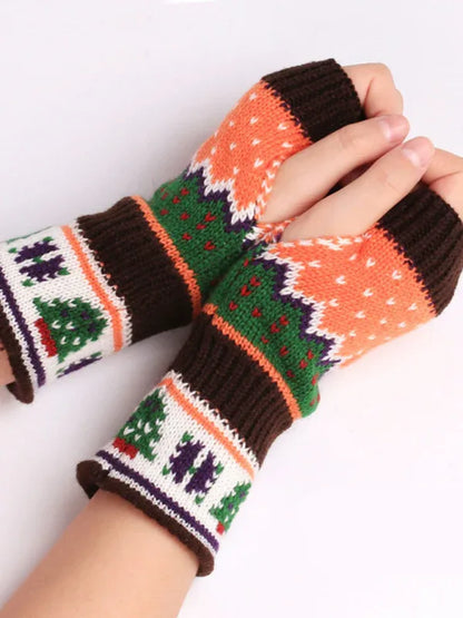 Women's Fingerless Wool Gloves for Christmas - Thickened Knitted Gloves - Shello's Creative Boutique