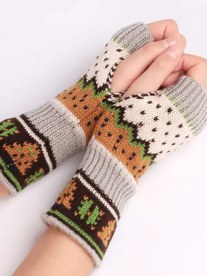 Women's Fingerless Wool Gloves for Christmas - Thickened Knitted Gloves - Shello's Creative Boutique
