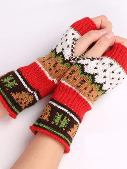 Women's Fingerless Wool Gloves for Christmas - Thickened Knitted Gloves - Shello's Creative Boutique