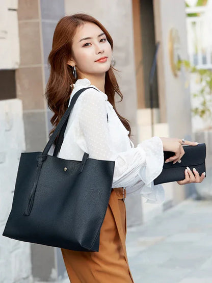 Tassel Shoulder Tote Bag - Large Capacity Zip Bag for Everyday Use - Shello's Creative Boutique