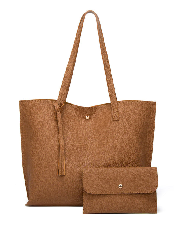 Tassel Zip Bag Large Capacity Shoulder Tote Bag Shello's Creative Boutique