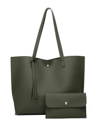 Tassel Shoulder Tote Bag - Large Capacity Zip Bag for Everyday Use - Shello's Creative Boutique