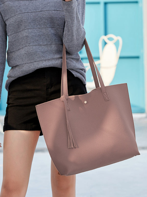 Tassel Zip Bag Large Capacity Shoulder Tote Bag Shello's Creative Boutique