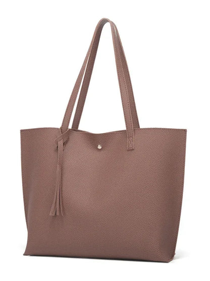 Tassel Shoulder Tote Bag - Large Capacity Zip Bag for Everyday Use - Shello's Creative Boutique