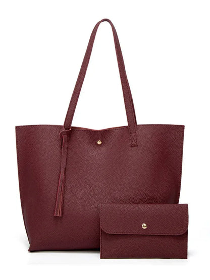 Tassel Shoulder Tote Bag - Large Capacity Zip Bag for Everyday Use - Shello's Creative Boutique