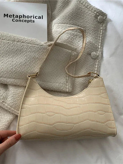 New Fashion Embossed Hand Bag Temperament Stone Pattern Shoulder Bag - Shello's Creative Boutique