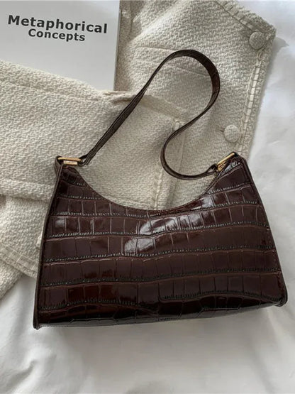 New Fashion Embossed Hand Bag Temperament Stone Pattern Shoulder Bag - Shello's Creative Boutique