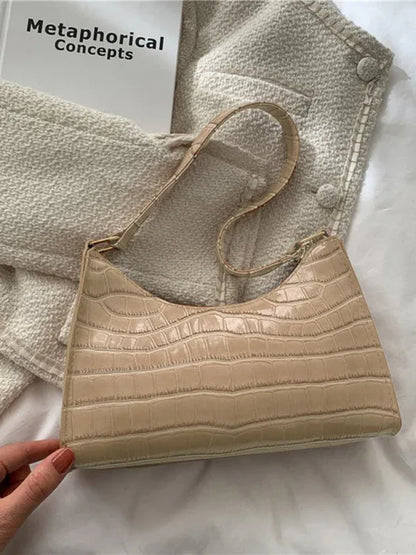 New Fashion Embossed Hand Bag Temperament Stone Pattern Shoulder Bag - Shello's Creative Boutique