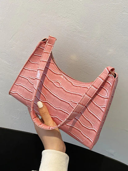 New Fashion Embossed Hand Bag Temperament Stone Pattern Shoulder Bag - Shello's Creative Boutique