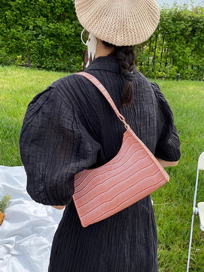 New Fashion Embossed Hand Bag Temperament Stone Pattern Shoulder Bag - Shello's Creative Boutique