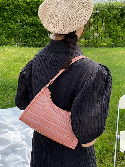 New Fashion Embossed Hand Bag Temperament Stone Pattern Shoulder Bag - Shello's Creative Boutique