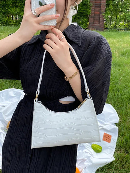 New Fashion Embossed Hand Bag Temperament Stone Pattern Shoulder Bag - Shello's Creative Boutique