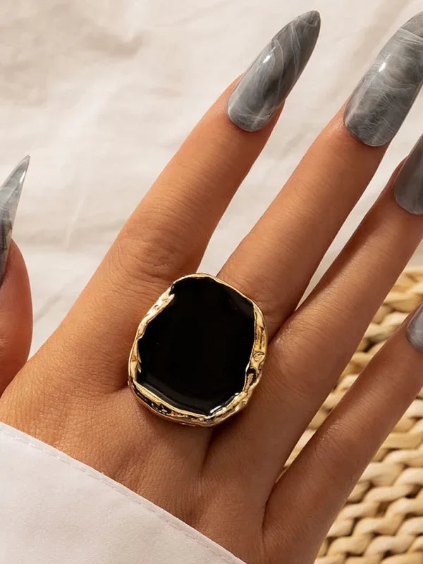 Temperament alloy irregular gold edging ring retro personality all-match hand jewelry - Shello's Creative Boutique