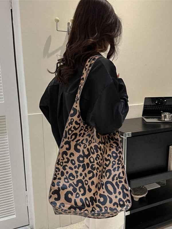 Simple Leather Tote Bag - Large Capacity Soft Leather One Shoulder Portable Tote Bag - Shello's Creative Boutique