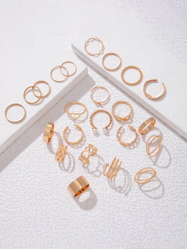 New niche design butterfly 8-character open ring set cross love pearl 23-piece ring Shello's Creative Boutique