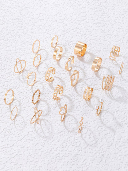 New niche design butterfly 8-character open ring set cross love pearl 23-piece ring Shello's Creative Boutique