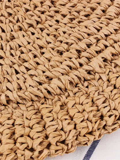 Round Straw Woven Beach Bag - Fashionable Women's Shoulder Bag - Shello's Creative Boutique