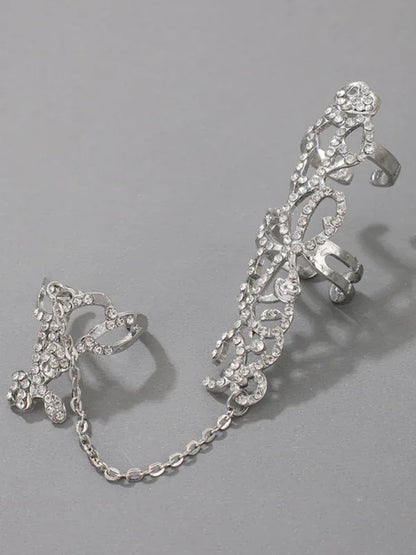 Exaggerated Personality Flower Ring - Hollow Carved Fashion Jewelry with Flower Chain Design - Shello's Creative Boutique