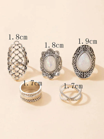 Exaggerated Personality Ring Set - Retro Drip Oil Cross Hollow Wide Brimming Ring Set of 5 - Shello's Creative Boutique