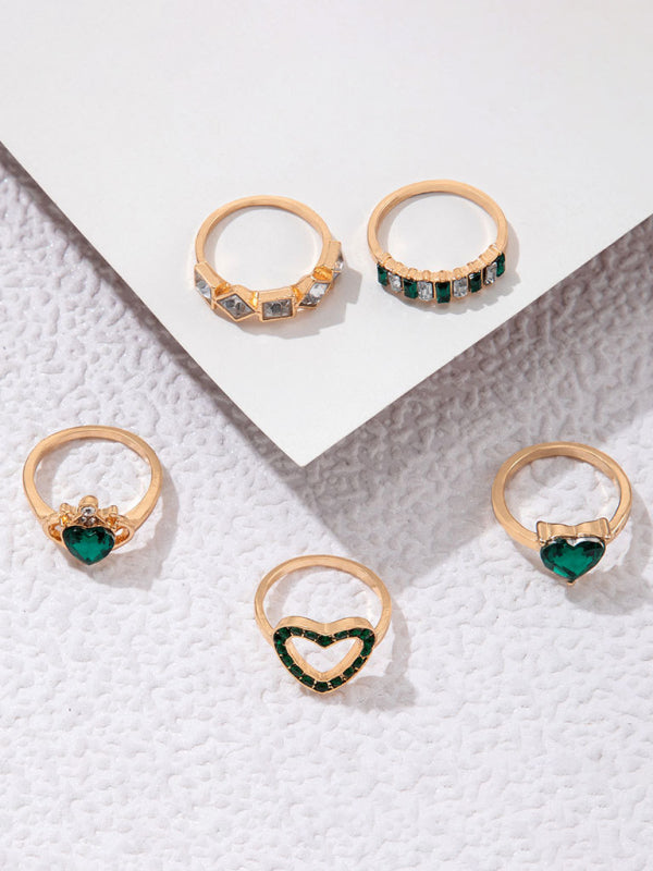 Retro personalized fashion metal diamond love palm ring multi-piece set Shello's Creative Boutique