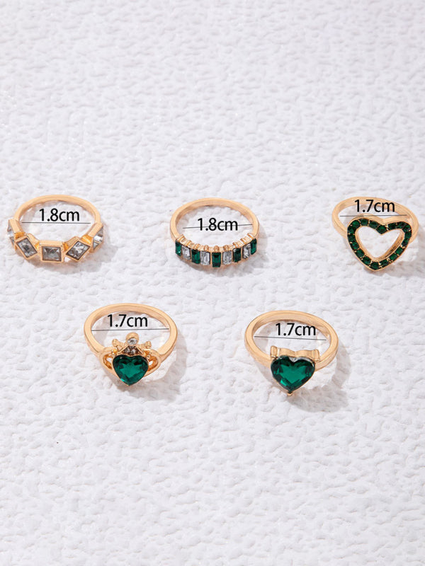 Retro personalized fashion metal diamond love palm ring multi-piece set Shello's Creative Boutique