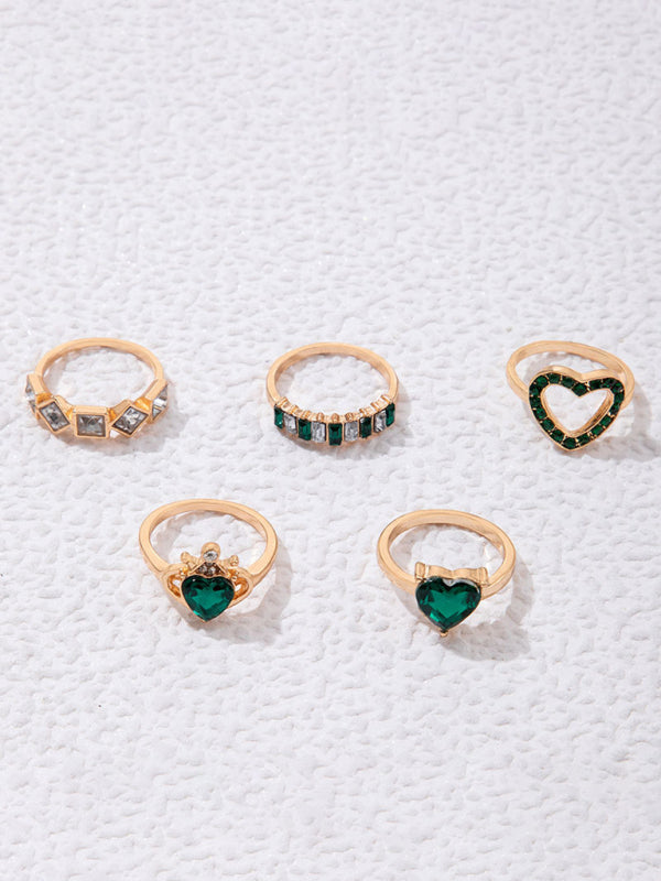 Retro personalized fashion metal diamond love palm ring multi-piece set Shello's Creative Boutique