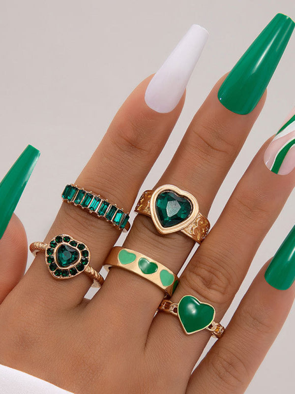 Retro personalized fashion metal diamond love palm ring multi-piece set Shello's Creative Boutique
