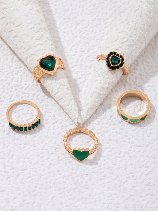 Retro personalized fashion metal diamond love palm ring multi-piece set Shello's Creative Boutique