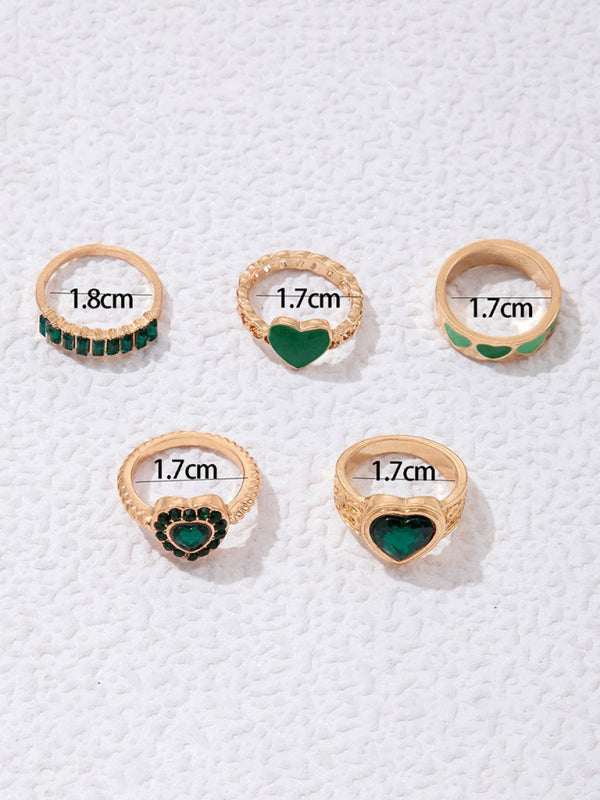 Retro personalized fashion metal diamond love palm ring multi-piece set Shello's Creative Boutique