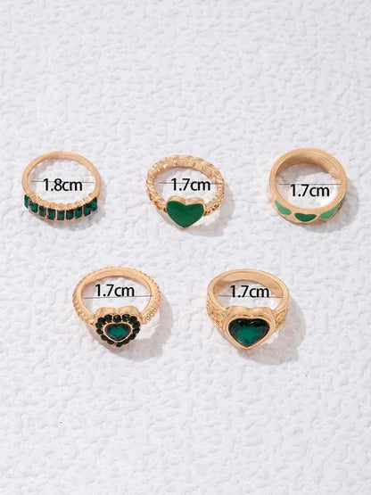 Retro Diamond Love Palm Ring Set - Personalized Fashion Metal Multi-Piece Collection - Shello's Creative Boutique