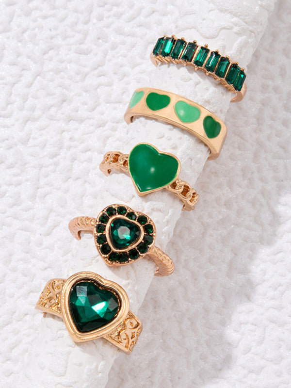Retro personalized fashion metal diamond love palm ring multi-piece set Shello's Creative Boutique
