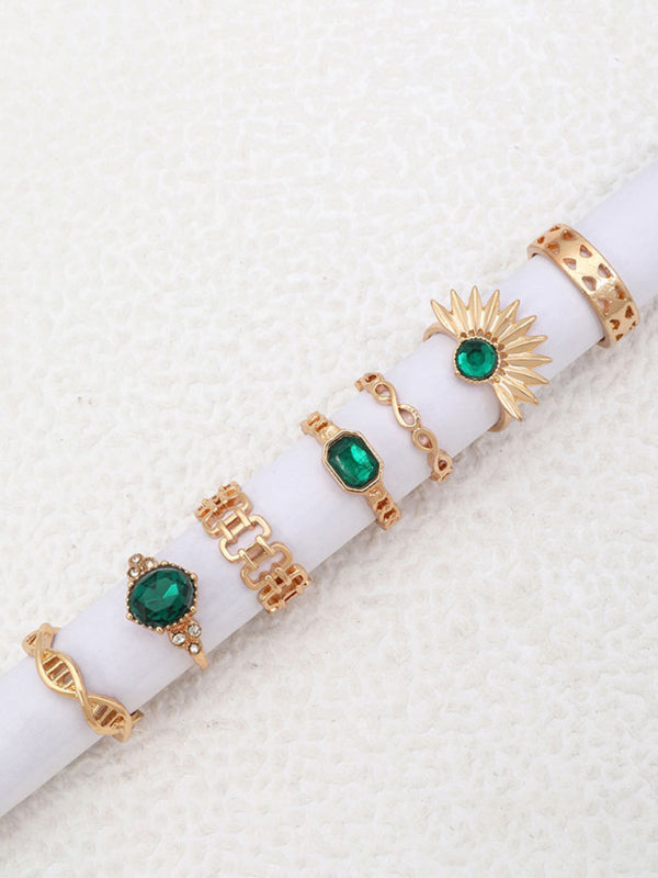 Retro personalized fashion metal diamond love palm ring multi-piece set Shello's Creative Boutique